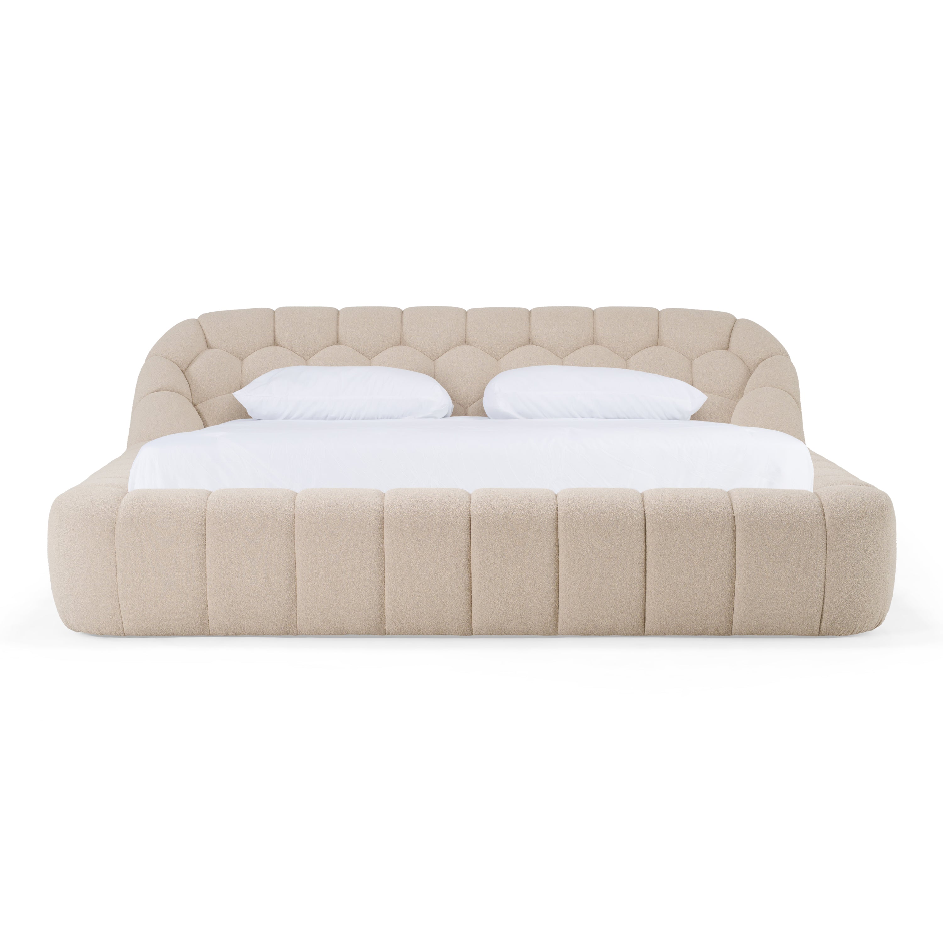 Yolonda - Modern Beige Fabric Bed - Modern Beige Fabric Bed