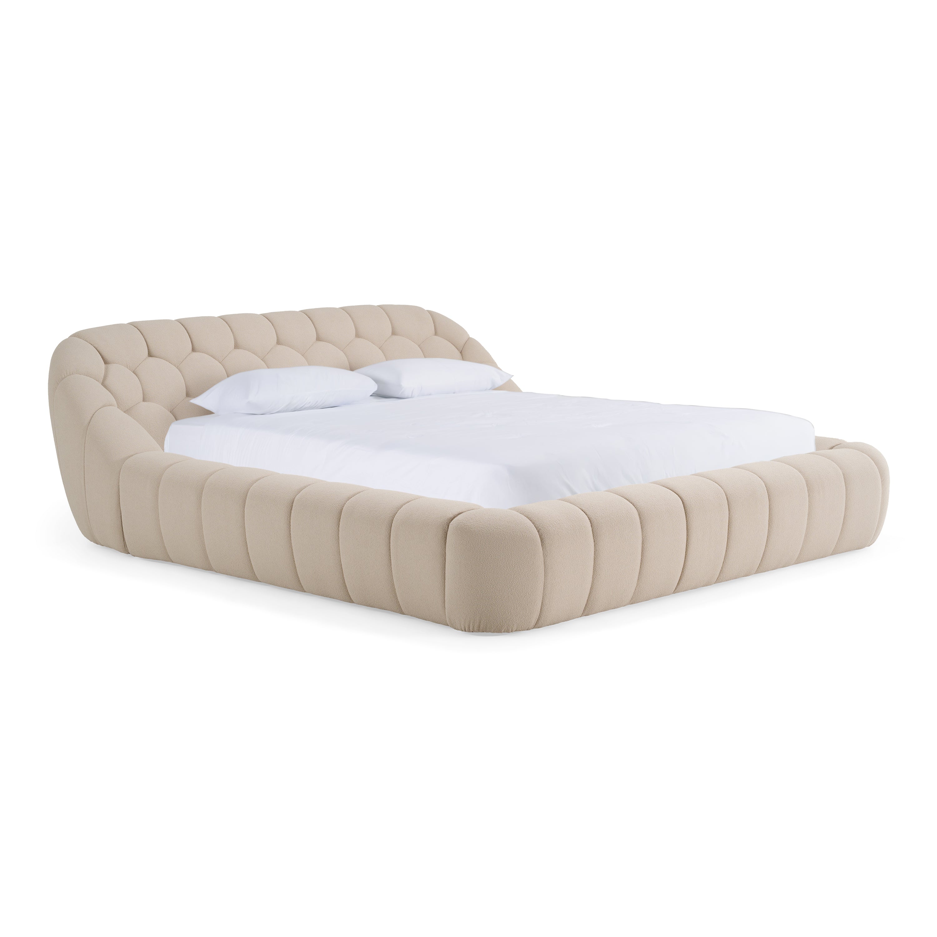 Yolonda - Modern Beige Fabric Bed - Modern Beige Fabric Bed