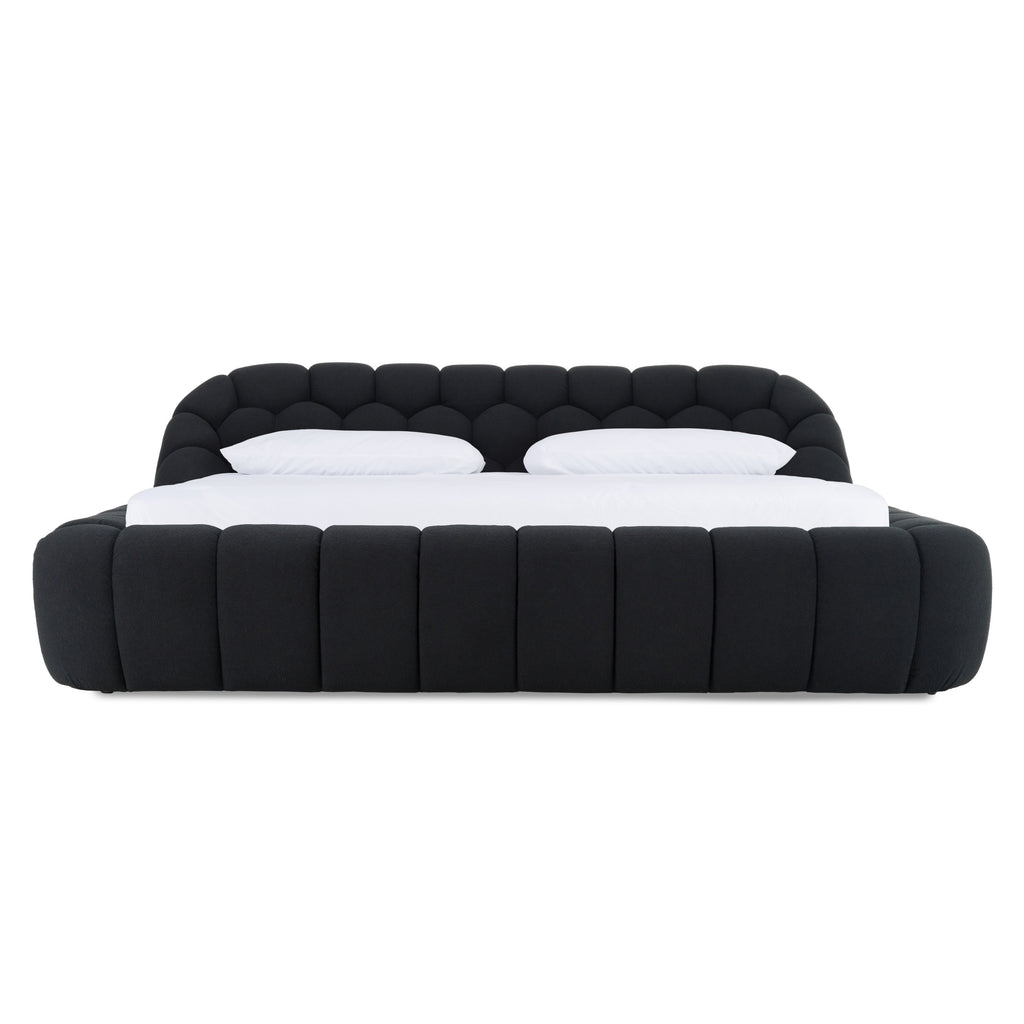 Queen Yolonda - Modern Black Fabric Bed - Modern Black Fabric Bed