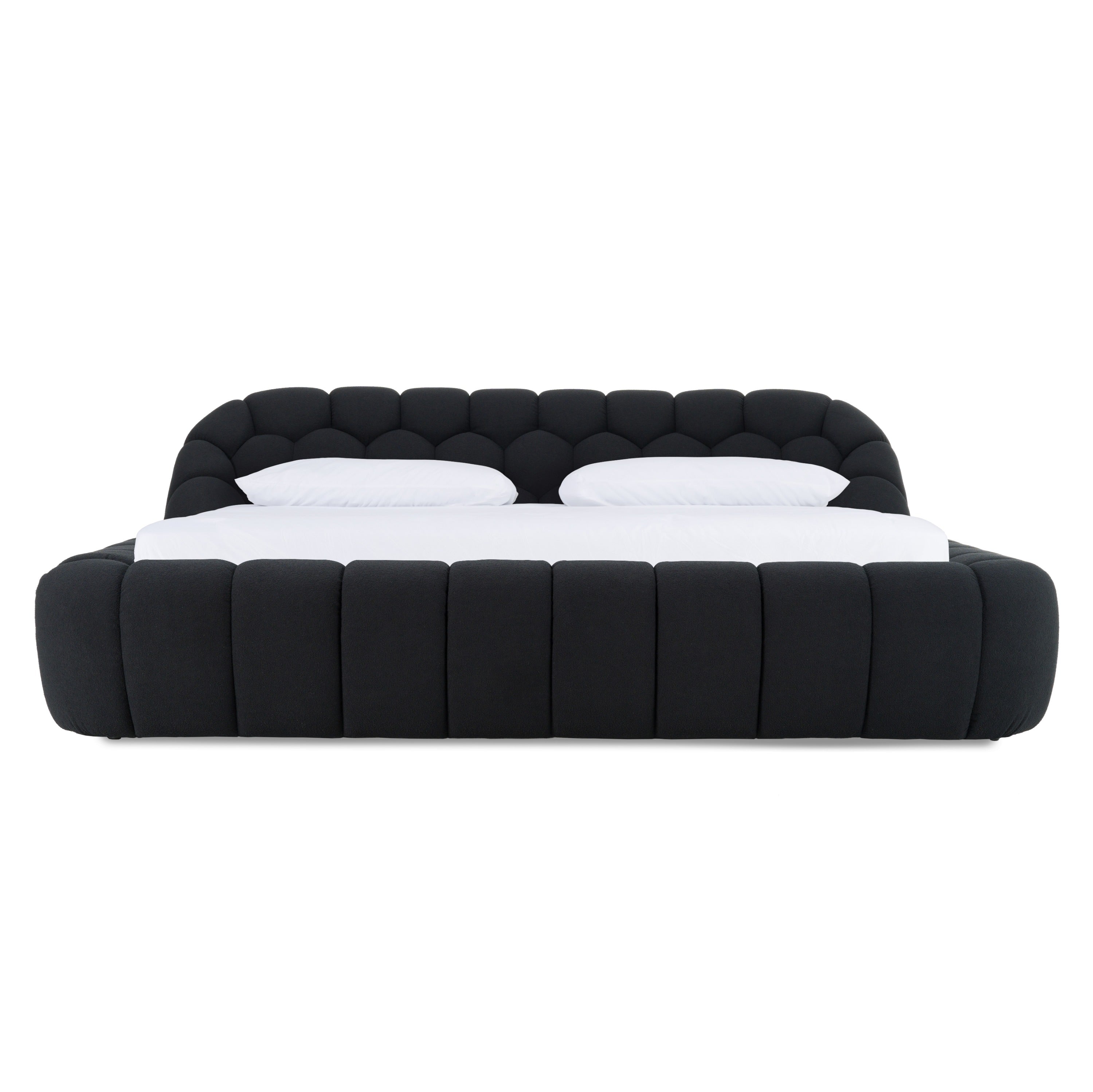 Queen Yolonda - Modern Black Fabric Bed - Modern Black Fabric Bed