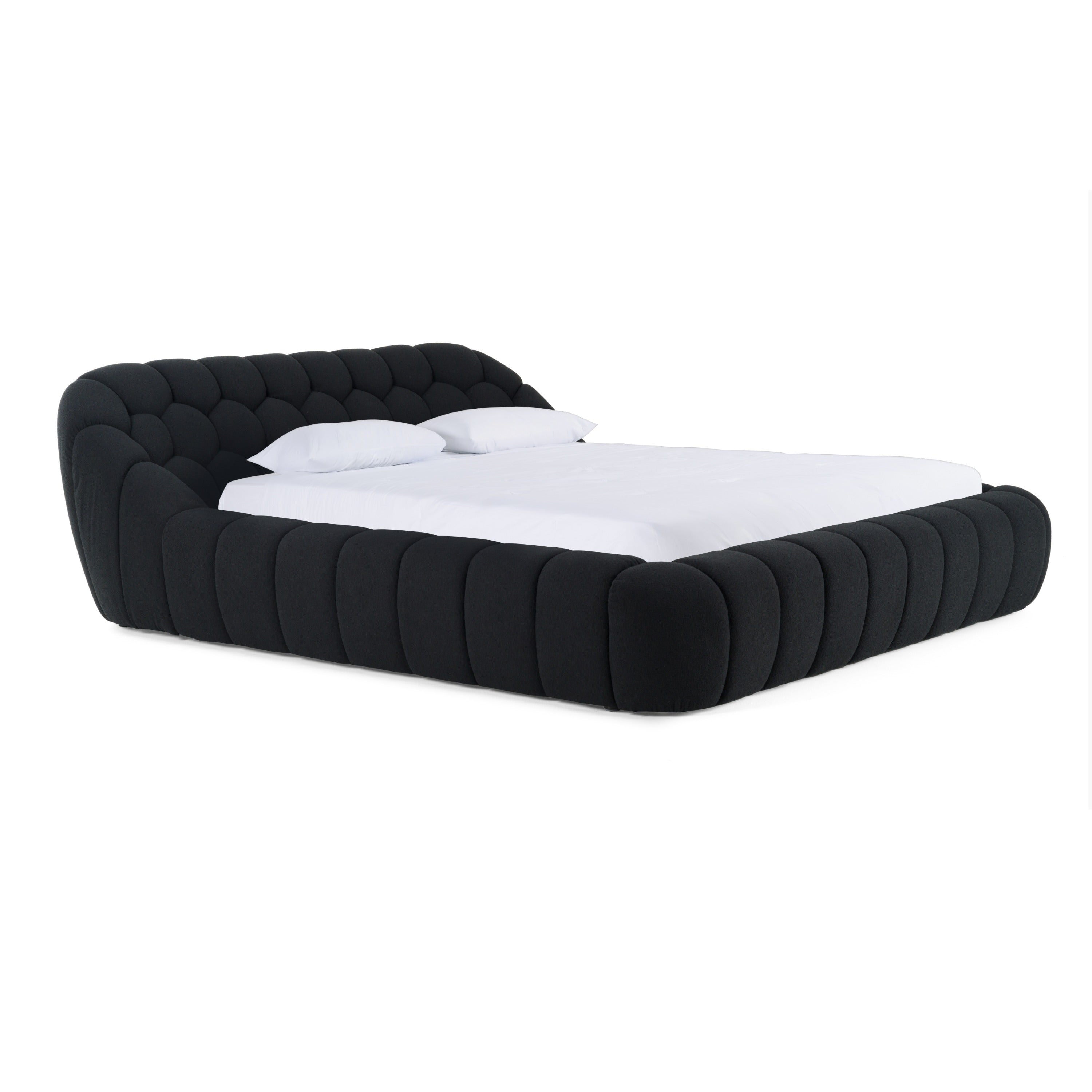 Queen Yolonda - Modern Black Fabric Bed - Modern Black Fabric Bed