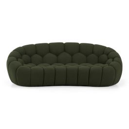Yolonda - Modern Curved Green Fabric Loveseat