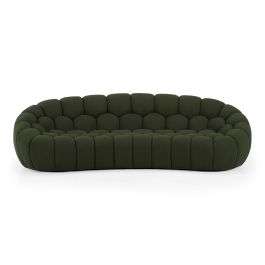 Yolonda - Modern Curved Green Fabric Sofa