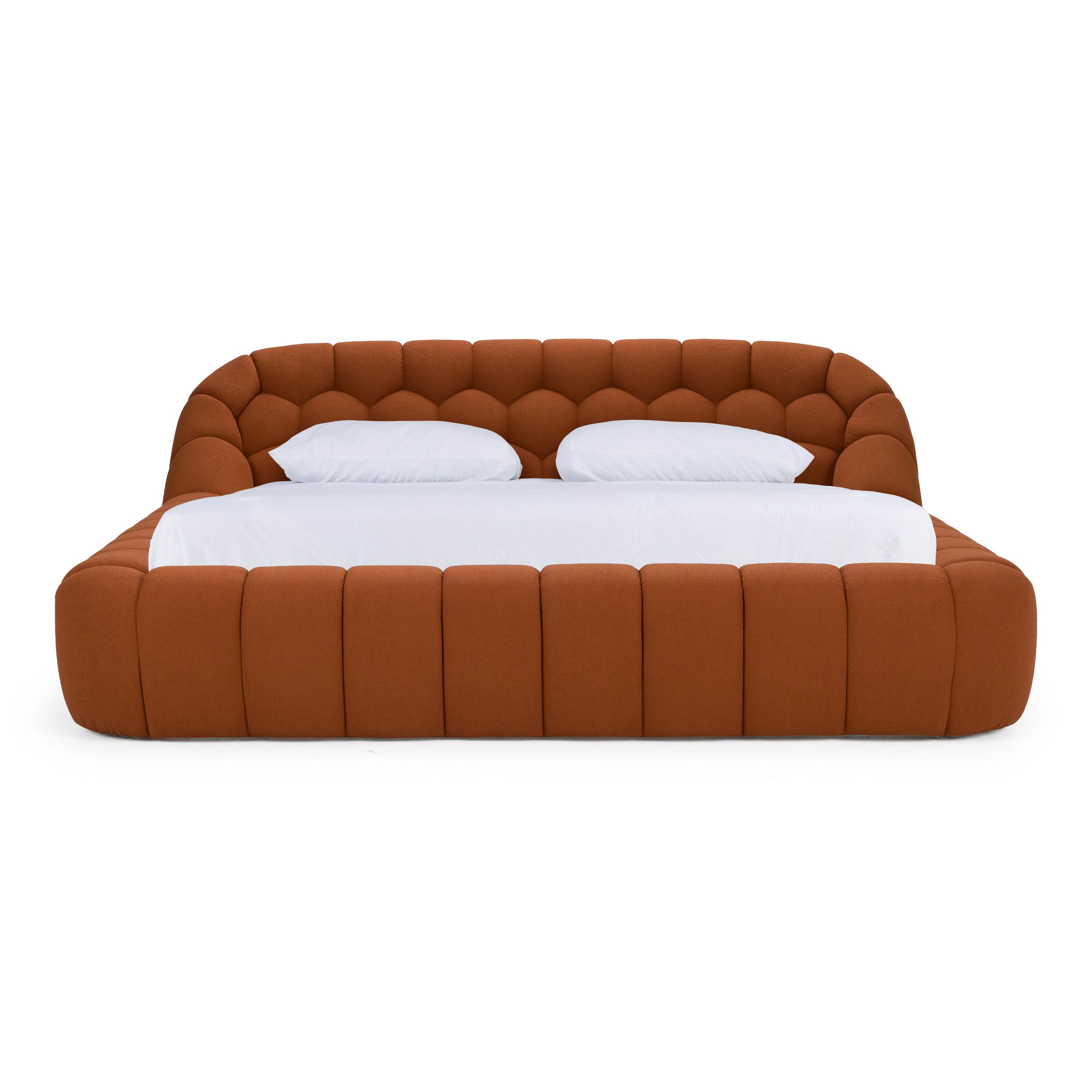 Yolonda - Modern Orange Fabric Bed - Modern Orange Fabric Bed