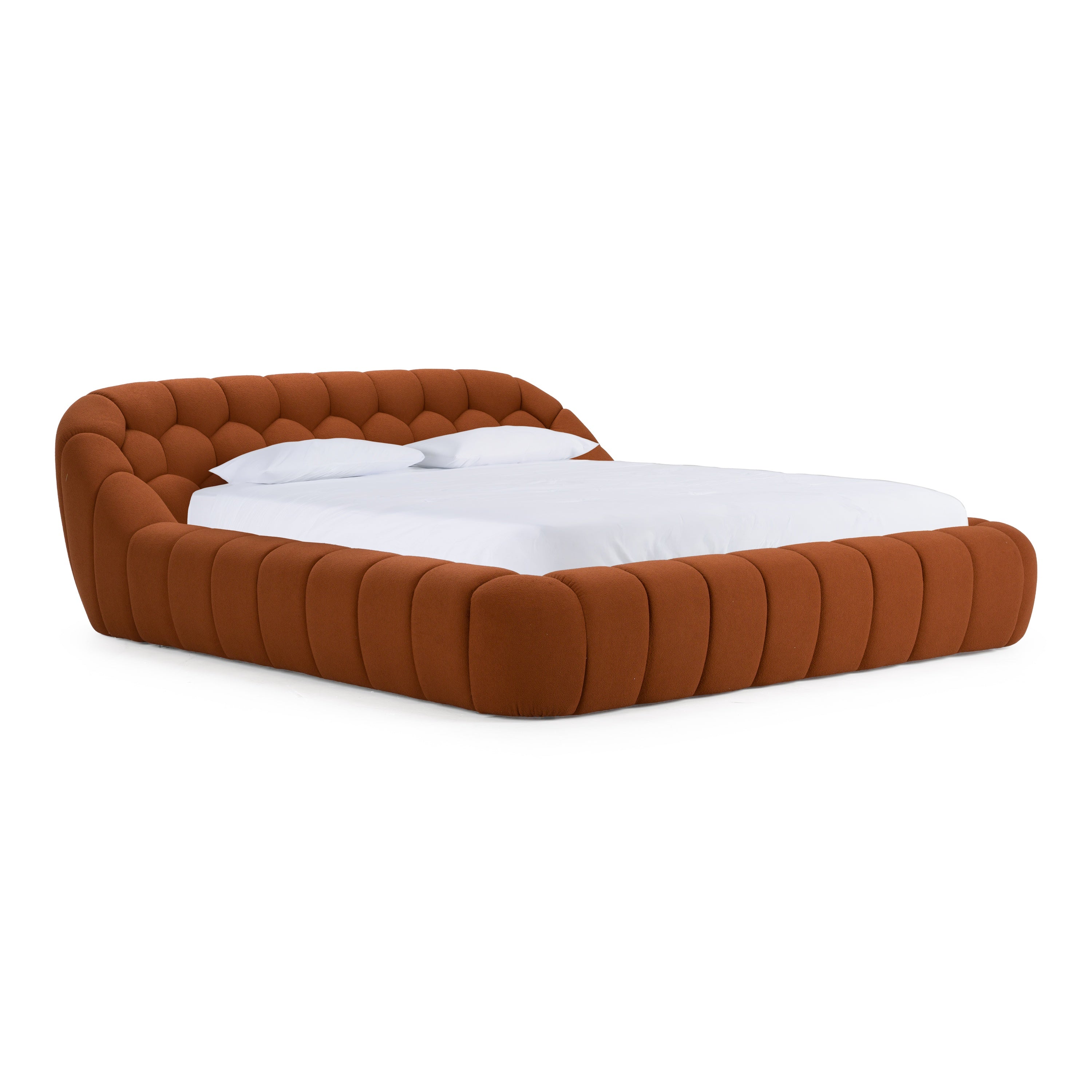 Yolonda - Modern Orange Fabric Bed - Modern Orange Fabric Bed
