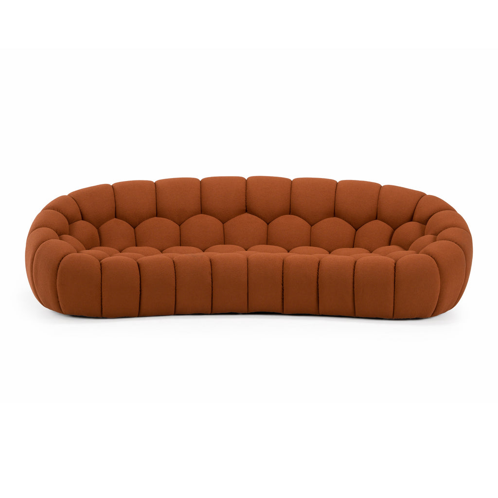 Yolonda - Modern Curved Orange Fabric Sofa