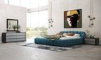 Eastern King Yolonda - Modern Dark Teal Fabric Bed - Modern Dark Teal Fabric Bed