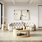 Yolonda - Modern Curved Beige Fabric Sofa