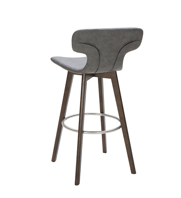 Zach Mid-Century Dark Grey Eco-Leather Bar Stool