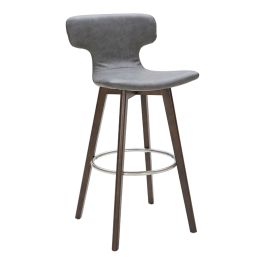 Zach Mid-Century Dark Grey Eco-Leather Bar Stool