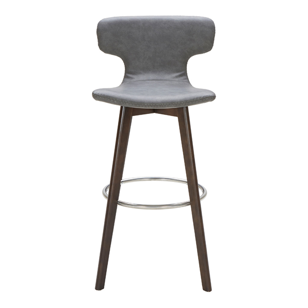 Zach Mid-Century Dark Grey Eco-Leather Bar Stool