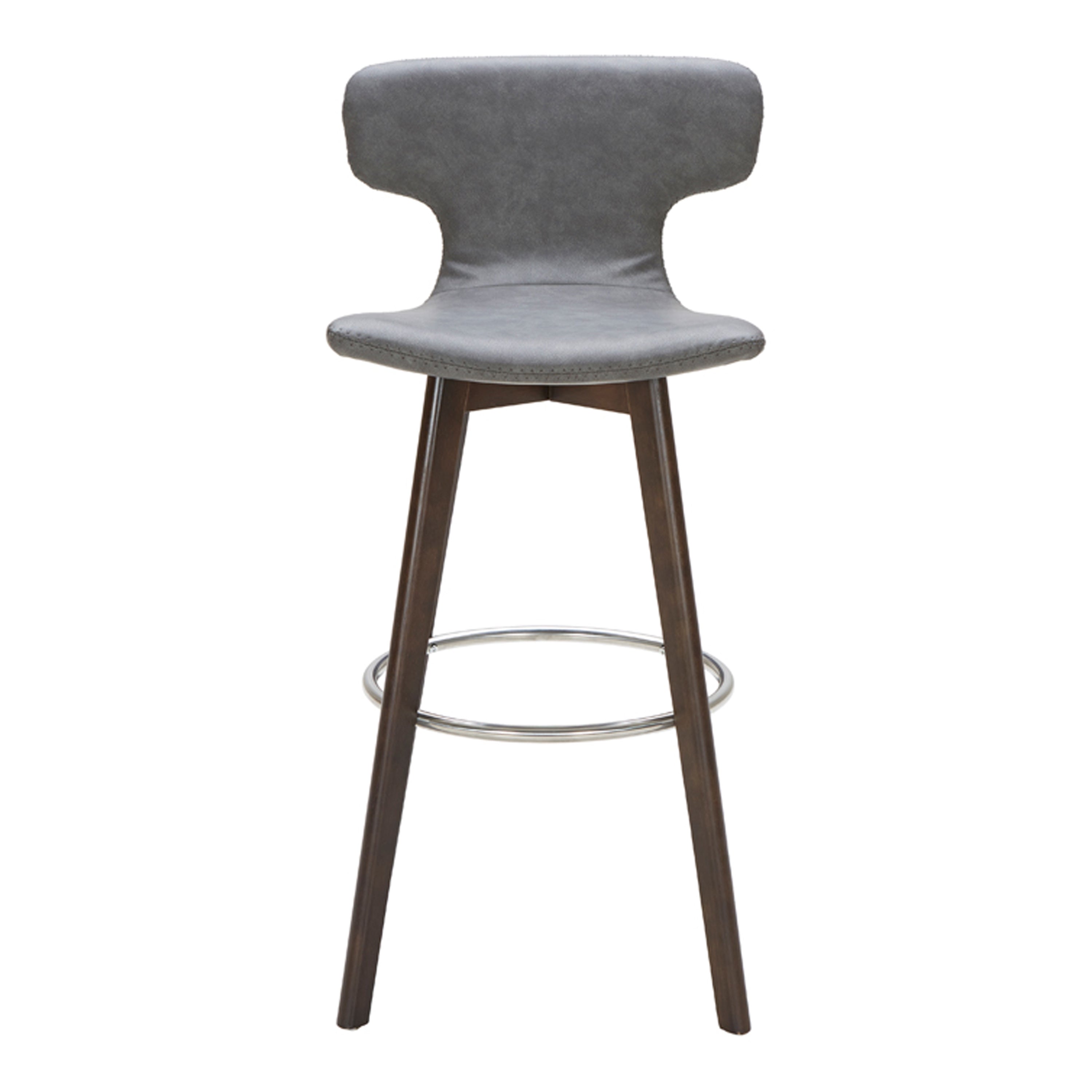 Zach Mid-Century Dark Grey Eco-Leather Bar Stool