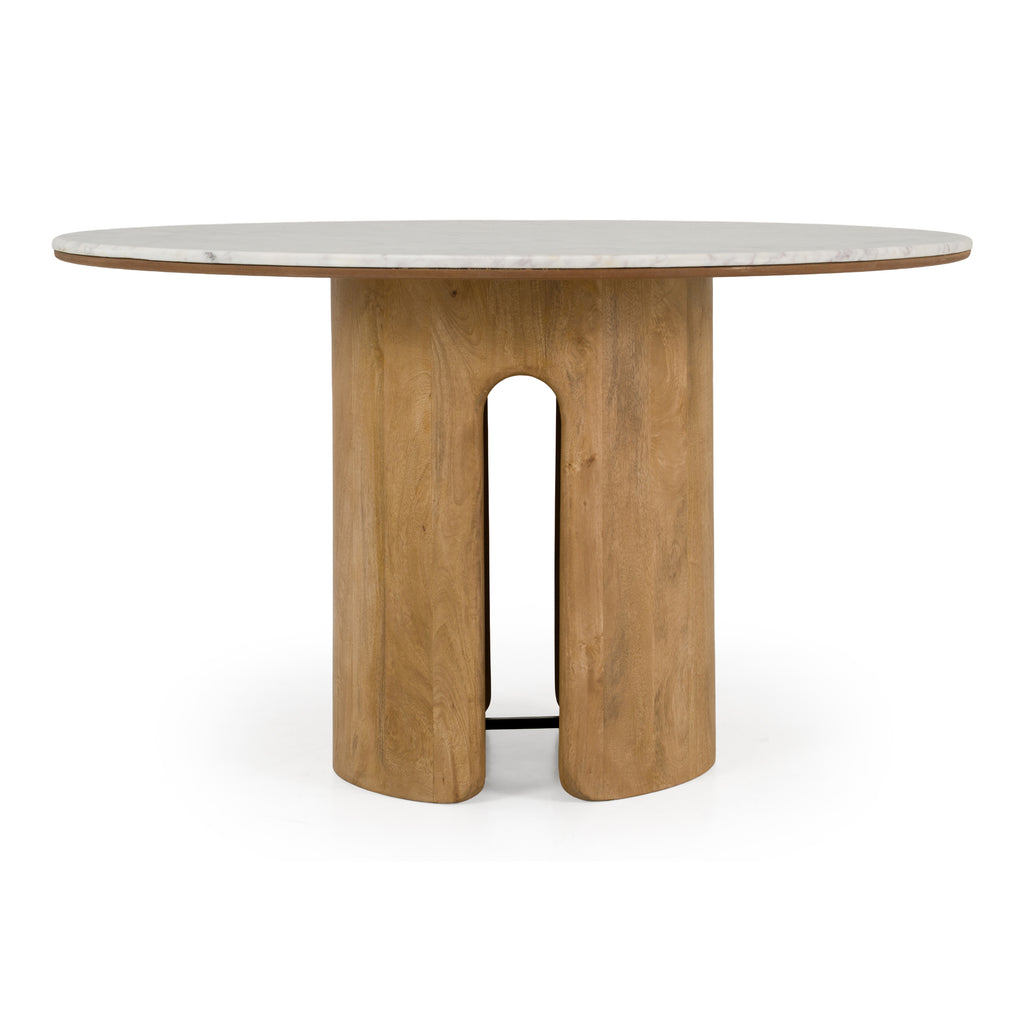 Zorhan - Modern White Marble + Mango Round Dining Table