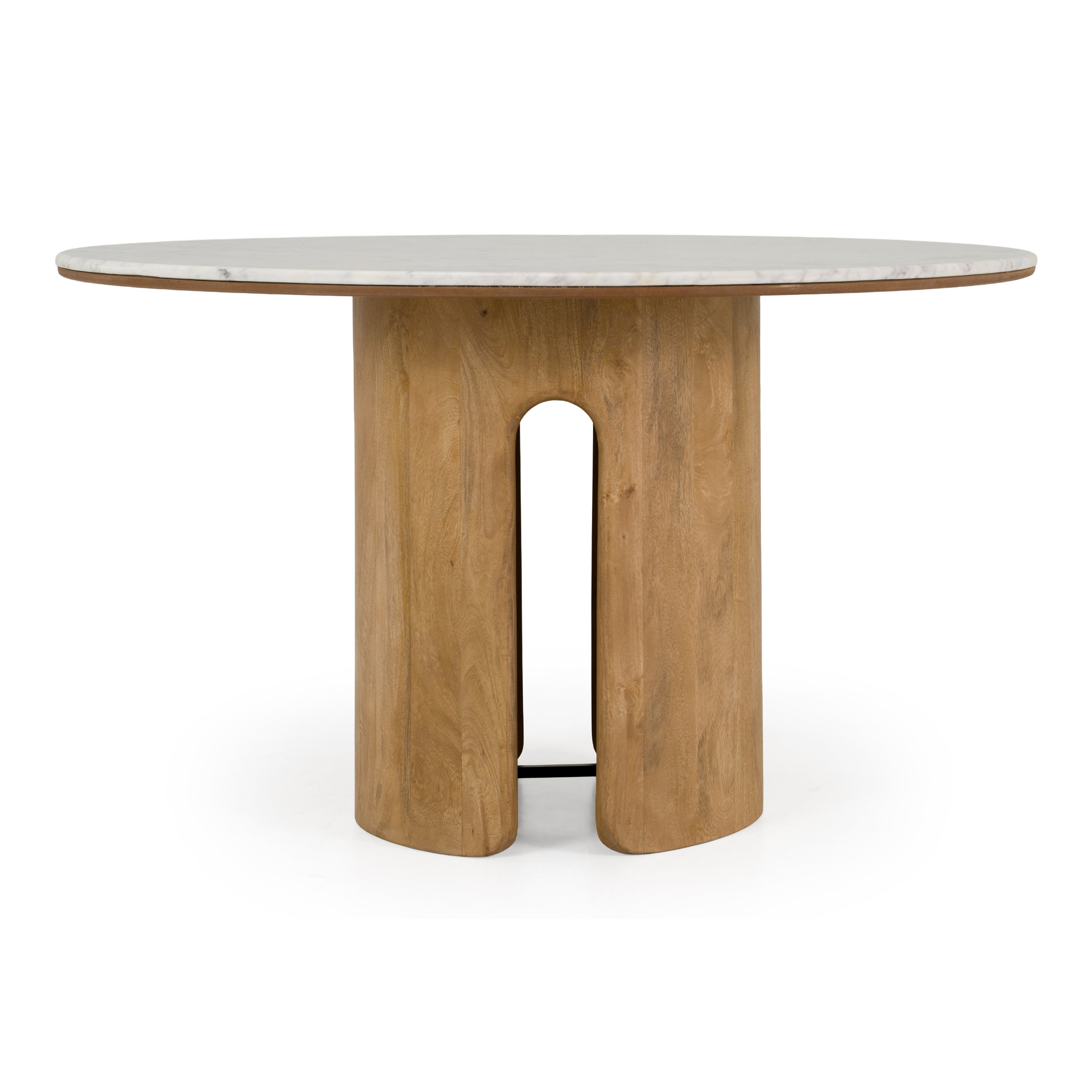 Zorhan - Modern White Marble + Mango Round Dining Table