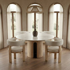 Zorhan - Modern White Marble + Mango Round Dining Table