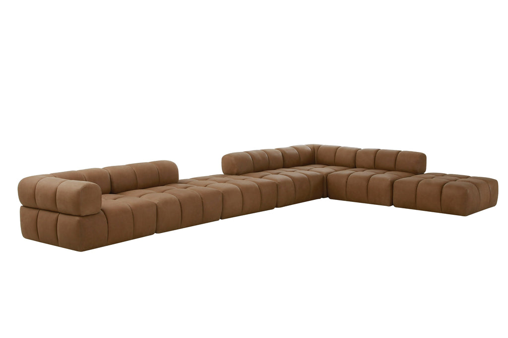 Everest - Modern Brown Leather Modular Corner Sectional Seat