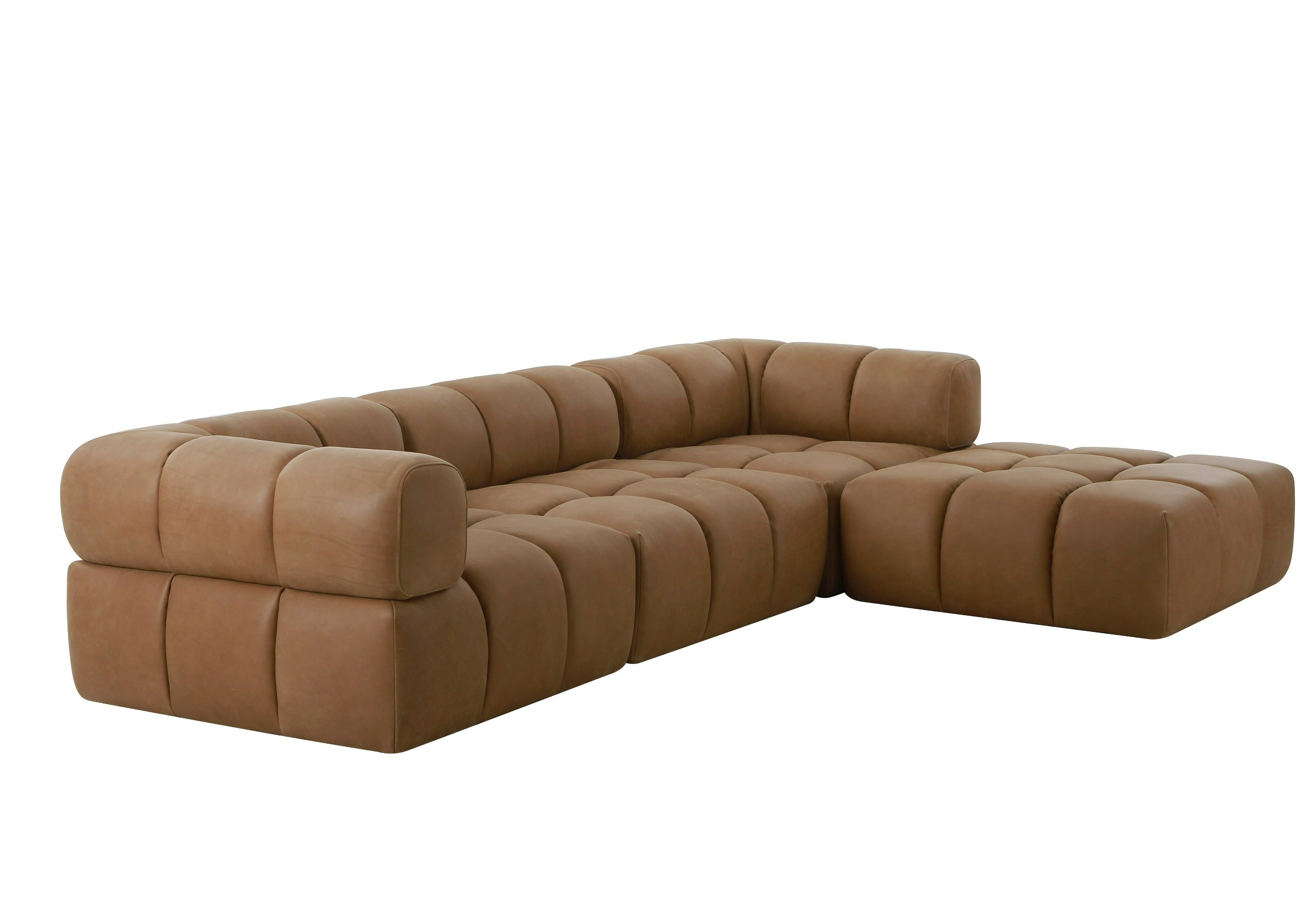 Everest - Modern Brown Leather Modular Armless Sectional Seat
